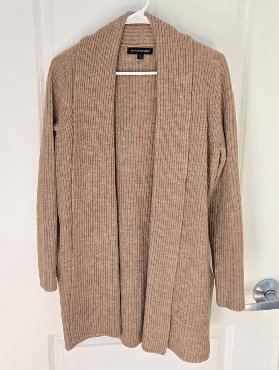 Banana Republic Sweaters - Banana Republic Tan Open-Front Ribbed Cardigan Sz S